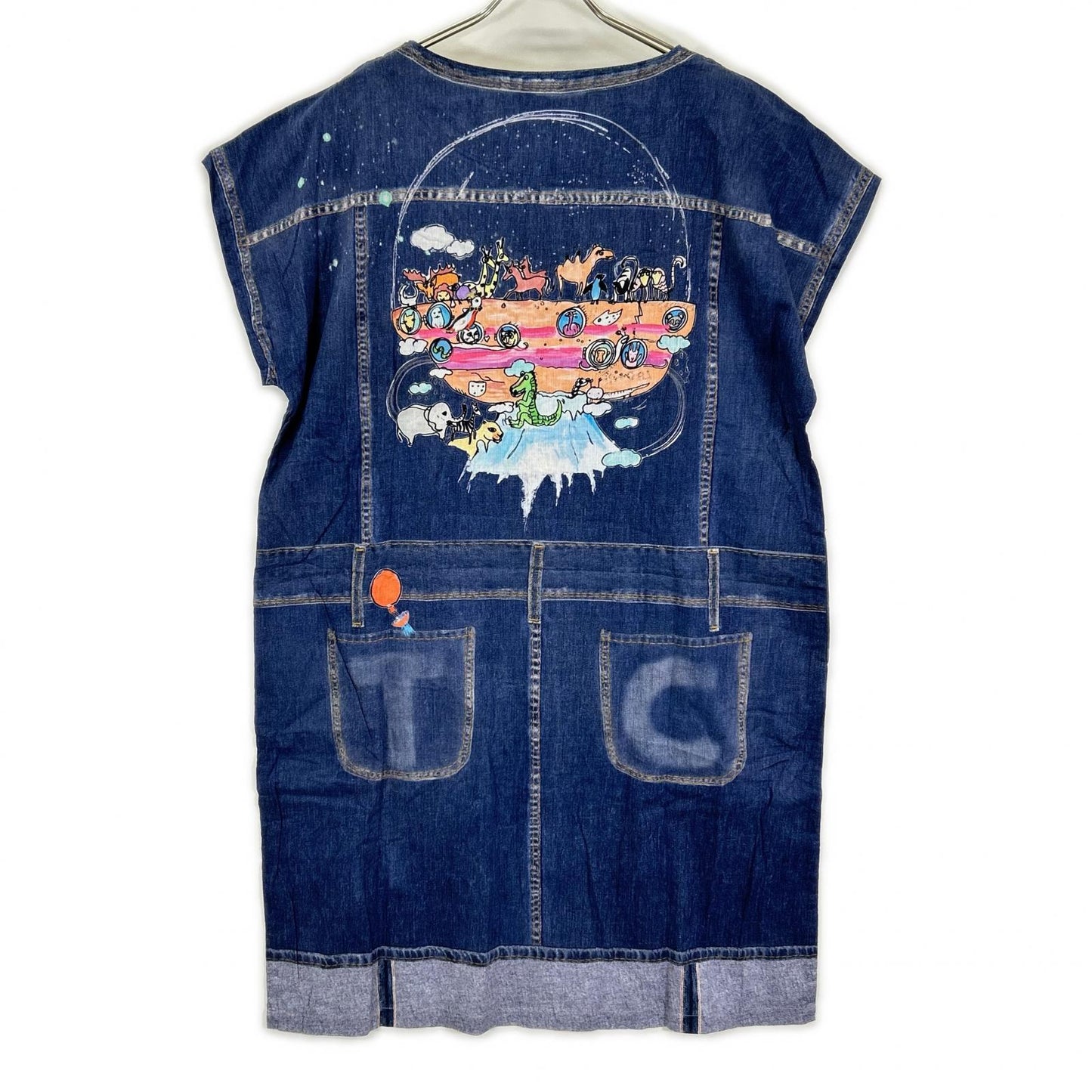 TSUMORI CHISATO ツモリチサト インディゴ グラフィック デニムプリント ノースリーブワンピース ワンピース