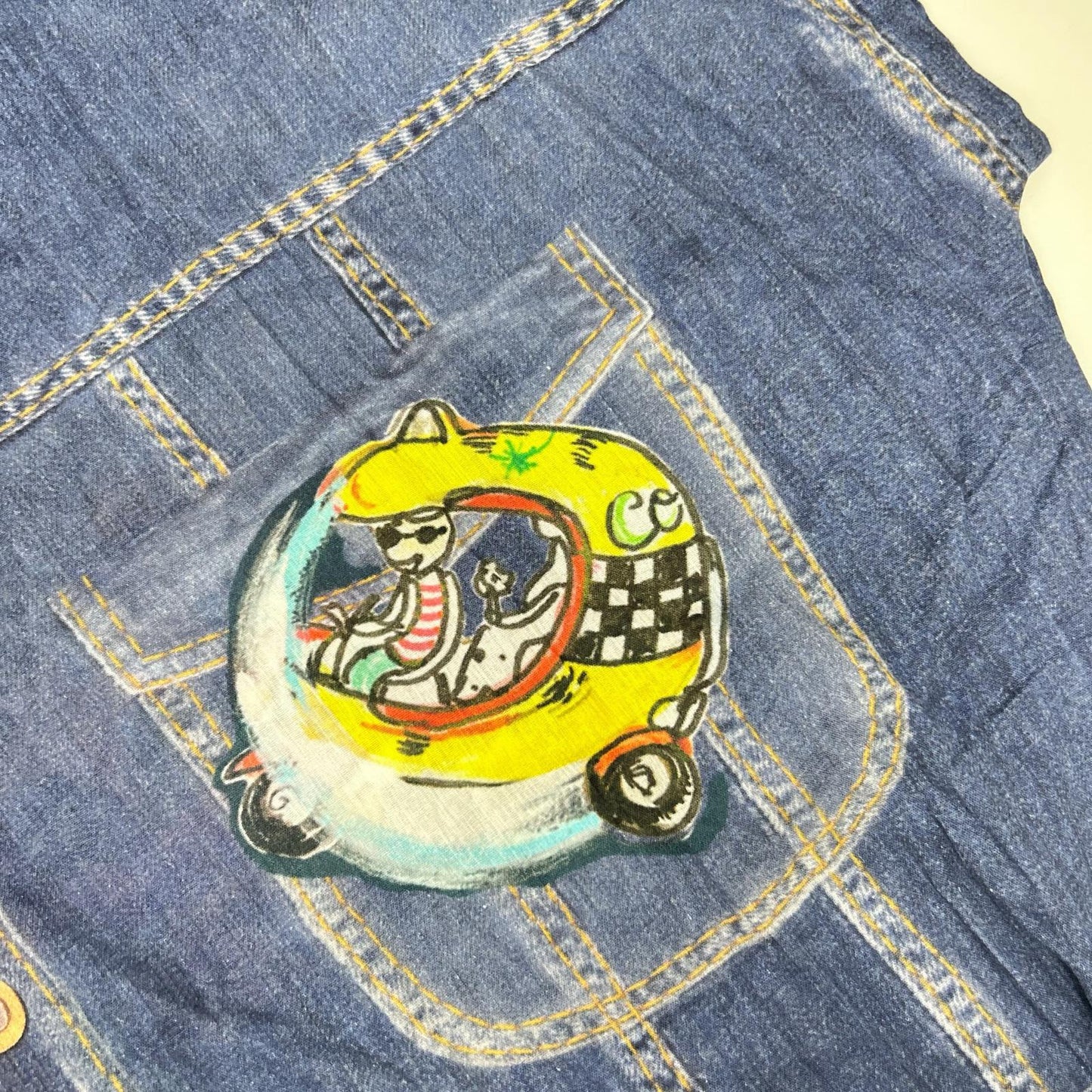 TSUMORI CHISATO ツモリチサト インディゴ グラフィック デニムプリント ノースリーブワンピース ワンピース