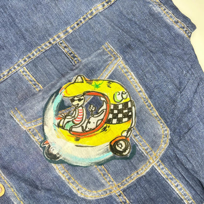 TSUMORI CHISATO ツモリチサト インディゴ グラフィック デニムプリント ノースリーブワンピース ワンピース