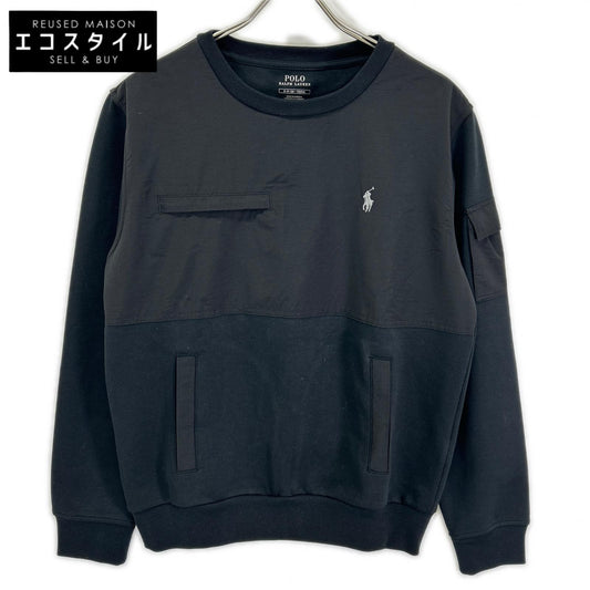 POLObyRalphLauren ポロラルフローレン ブラック 異素材切り替え スウェットトレーナ トップス