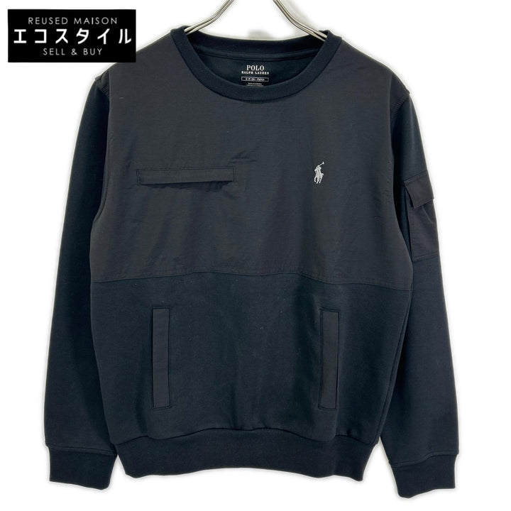 POLObyRalphLauren ポロラルフローレン ブラック 異素材切り替え スウェットトレーナ トップス