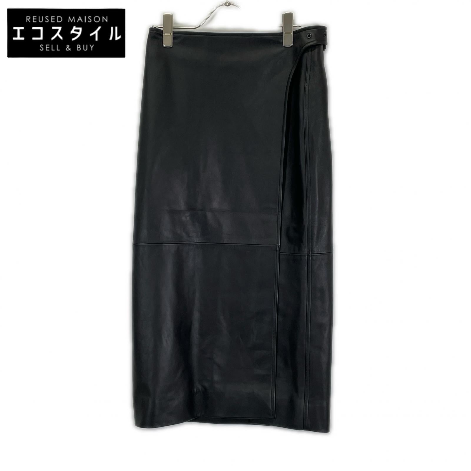 BALENCIAGA バレンシアガ 20年 ブラック 640981 羊革レザースカート スカート