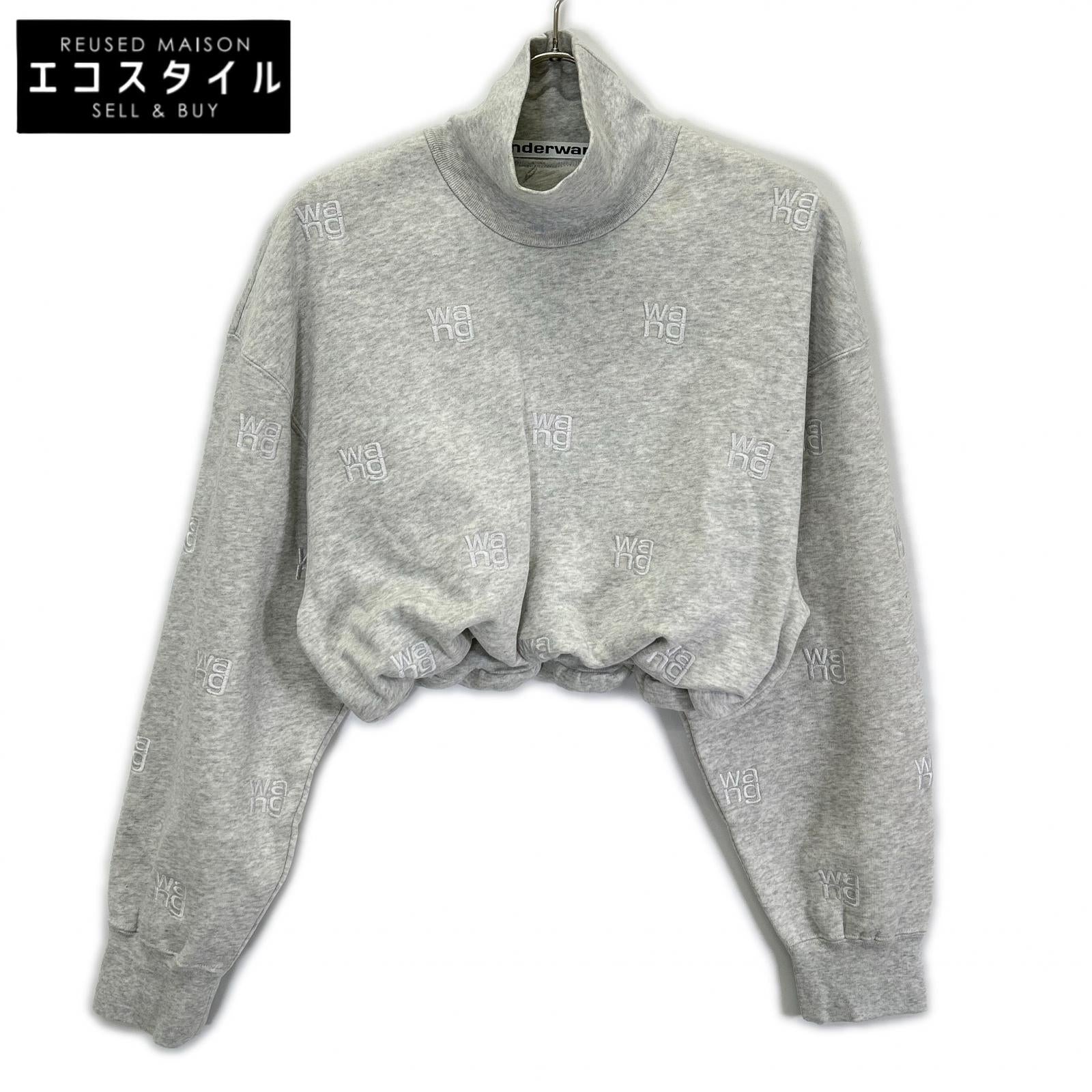 ALEXANDER WANG アレキサンダーワン グレー 総ロゴ ショート丈プルオーバートレーナ トップス