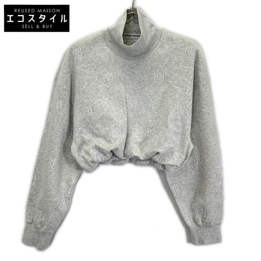 ALEXANDER WANG アレキサンダーワン グレー 総ロゴ ショート丈プルオーバートレーナ トップス