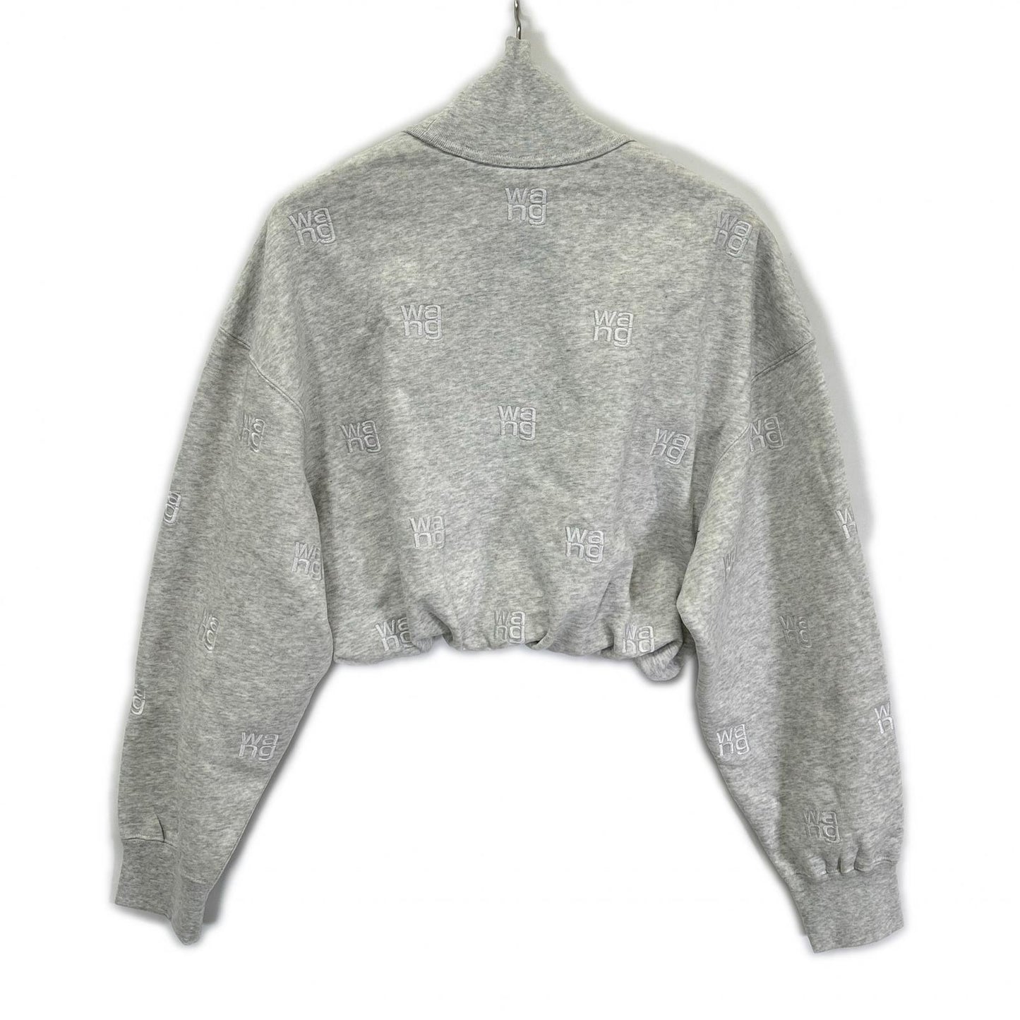 ALEXANDER WANG アレキサンダーワン グレー 総ロゴ ショート丈プルオーバートレーナ トップス
