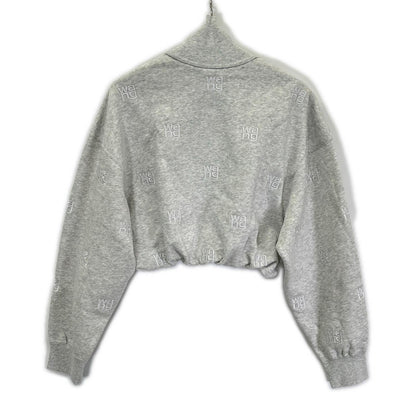 ALEXANDER WANG アレキサンダーワン グレー 総ロゴ ショート丈プルオーバートレーナ トップス