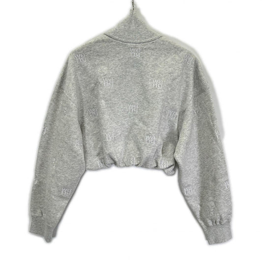 ALEXANDER WANG アレキサンダーワン グレー 総ロゴ ショート丈プルオーバートレーナ トップス