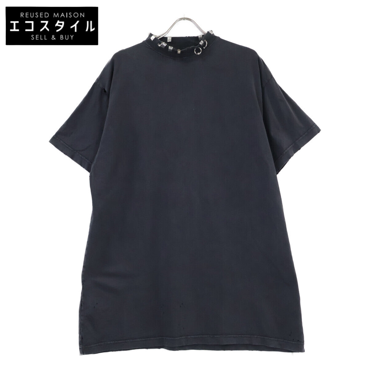 BALENCIAGA バレンシアガ 【国内正規/23年製】761460 Pierced オーバーサイズ ピアス装飾 ダメージ加工 半袖Tシャツ トップス
