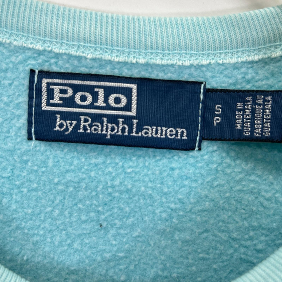 POLObyRalphLauren ポロラルフローレン ブルー ペイントユーズド加工デザイン 切りっぱなしスウェットシャツ トップス