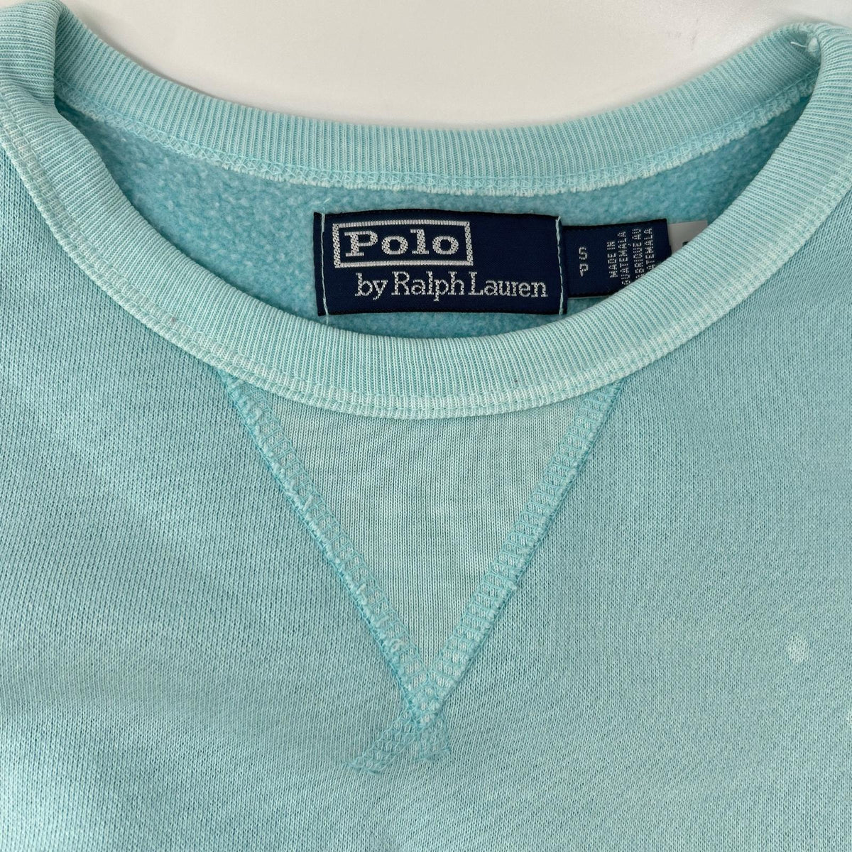 POLObyRalphLauren ポロラルフローレン ブルー ペイントユーズド加工デザイン 切りっぱなしスウェットシャツ トップス