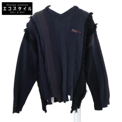 BALENCIAGA [Domestic authentic] 657327 Striped Fringe V-Neck Knit Sweater Top