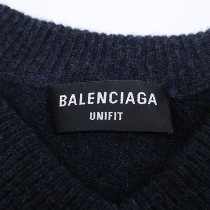 BALENCIAGA [Domestic authentic] 657327 Striped Fringe V-Neck Knit Sweater Top