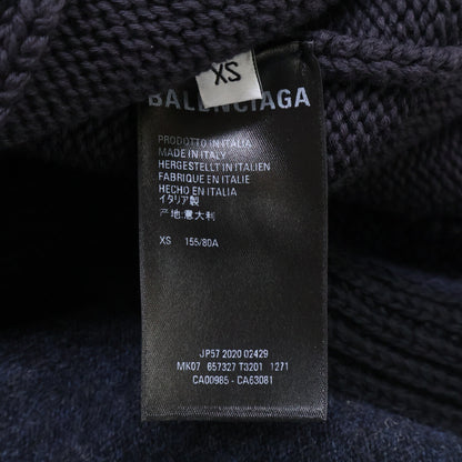 BALENCIAGA [Domestic authentic] 657327 Striped Fringe V-Neck Knit Sweater Top