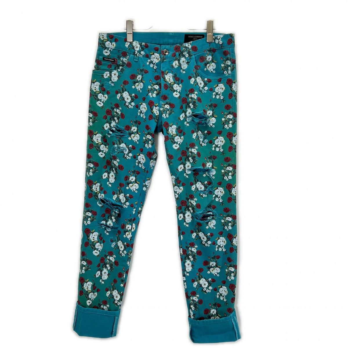 DOLCE&GABBANA ドルチェアンドガッバーナ GYJCCD ブルー 花総柄 パンツ ボトムス