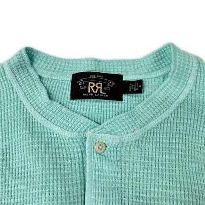 RRL ダブルアールエル ブルー ハーフボタン ヘンリーネックワッフルシャツ トップス