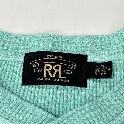 RRL ダブルアールエル ブルー ハーフボタン ヘンリーネックワッフルシャツ トップス