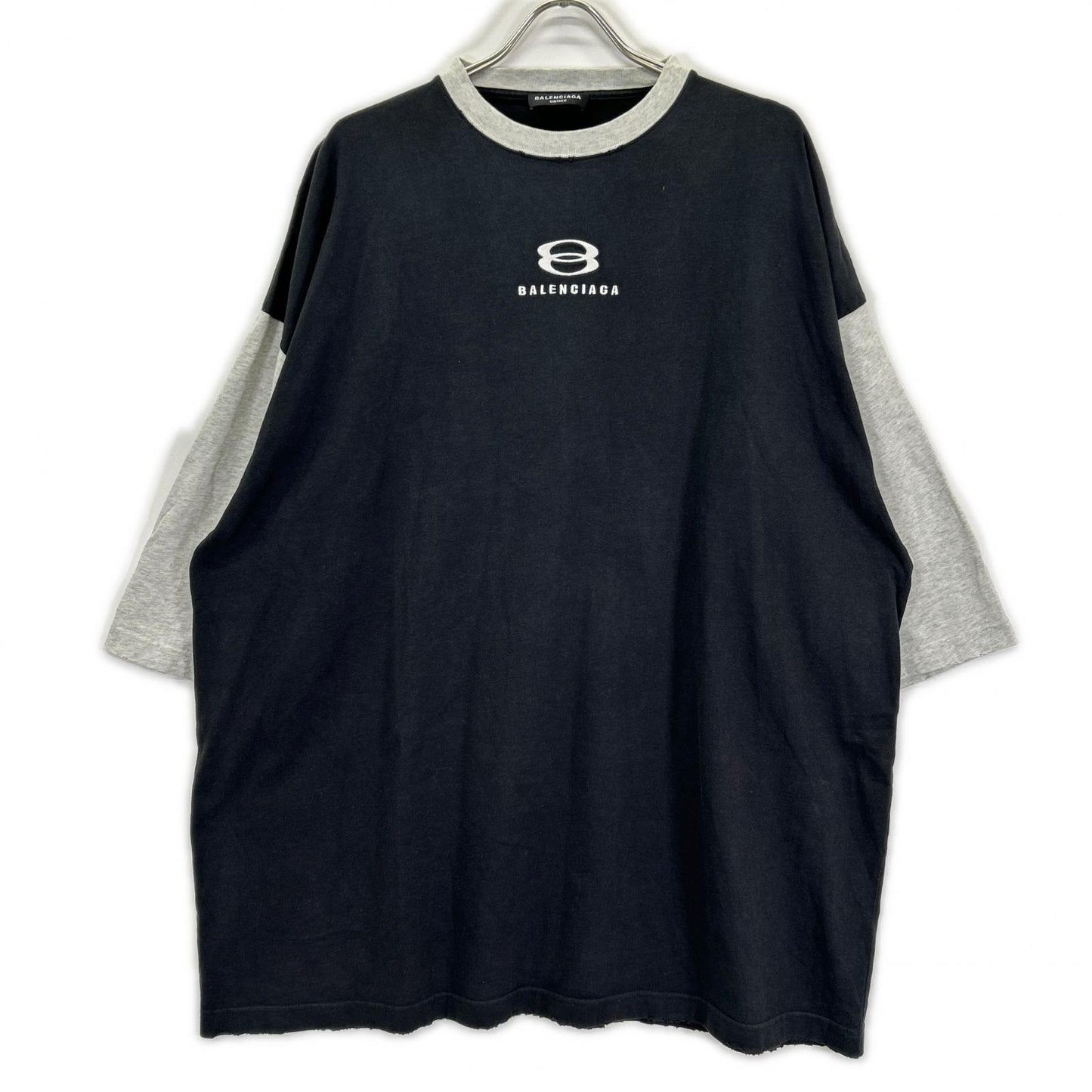 BALENCIAGA バレンシアガ 21SS 699190 ロゴ刺繍UNITY7分袖Tシャツ トップス
