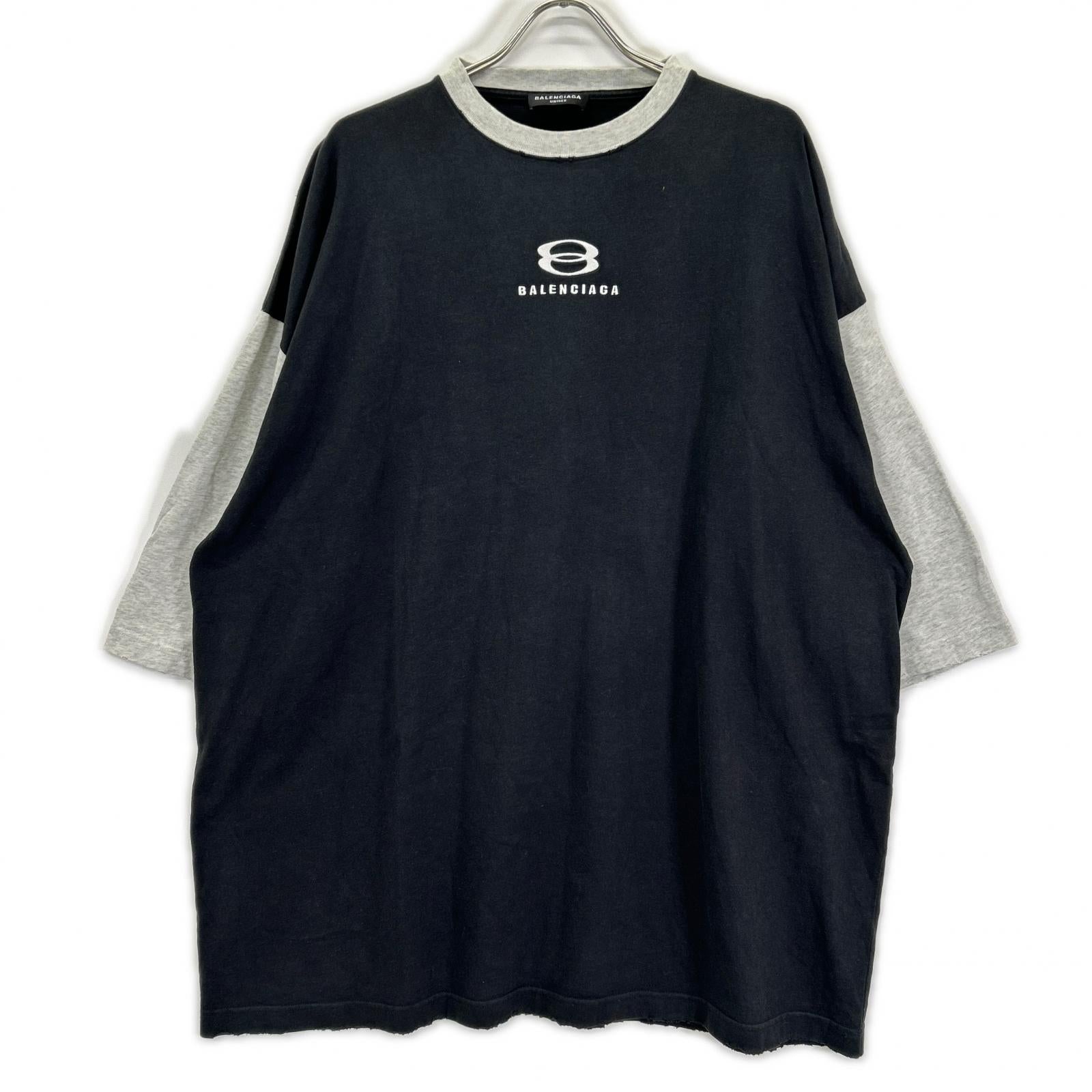 BALENCIAGA バレンシアガ 21SS 699190 ロゴ刺繍UNITY7分袖Tシャツ トップス