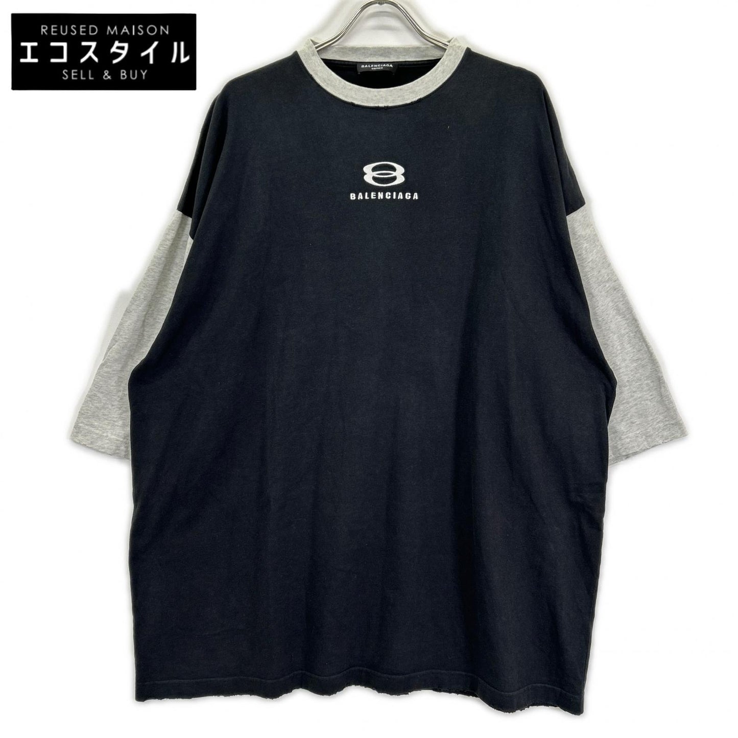 BALENCIAGA バレンシアガ 21SS 699190 ロゴ刺繍UNITY7分袖Tシャツ トップス