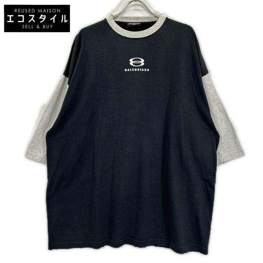 BALENCIAGA バレンシアガ 21SS 699190 ロゴ刺繍UNITY7分袖Tシャツ トップス