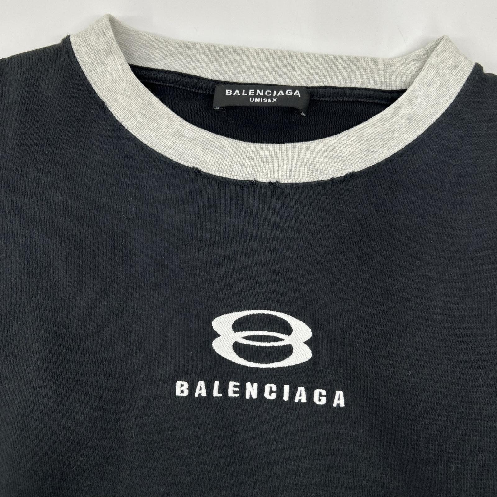 BALENCIAGA バレンシアガ 21SS 699190 ロゴ刺繍UNITY7分袖Tシャツ トップス
