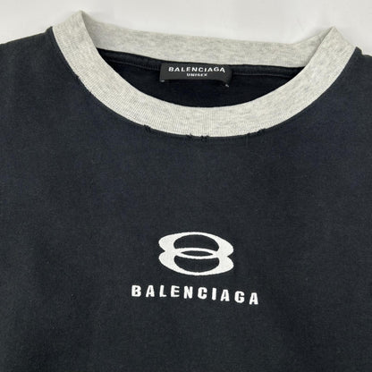 BALENCIAGA バレンシアガ 21SS 699190 ロゴ刺繍UNITY7分袖Tシャツ トップス