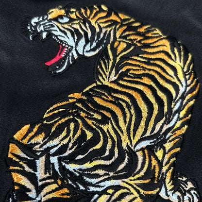 ALEXANDER WANG アレキサンダーワン ブラック シルクシャルムーズ タイガー刺繍 シャツ トップス