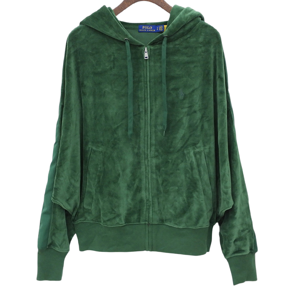 POLObyRalphLauren ポロラルフローレン ベロア ジップアップ パーカー ジャケット レディース グリーン S ジャケット