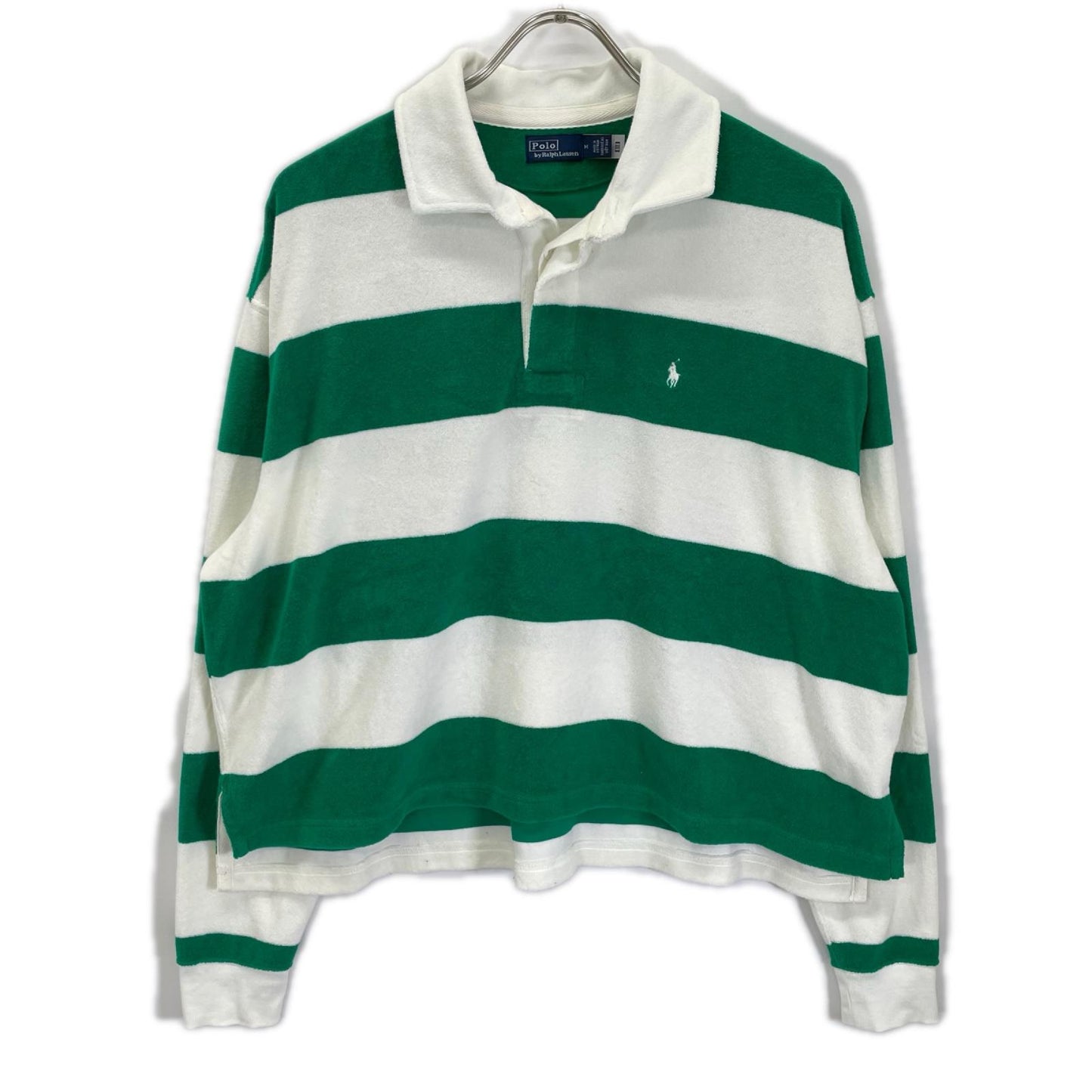 POLObyRalphLauren ポロラルフローレン グリーン×ホワイト パイル生地 ボーダートップスシャツ トップス