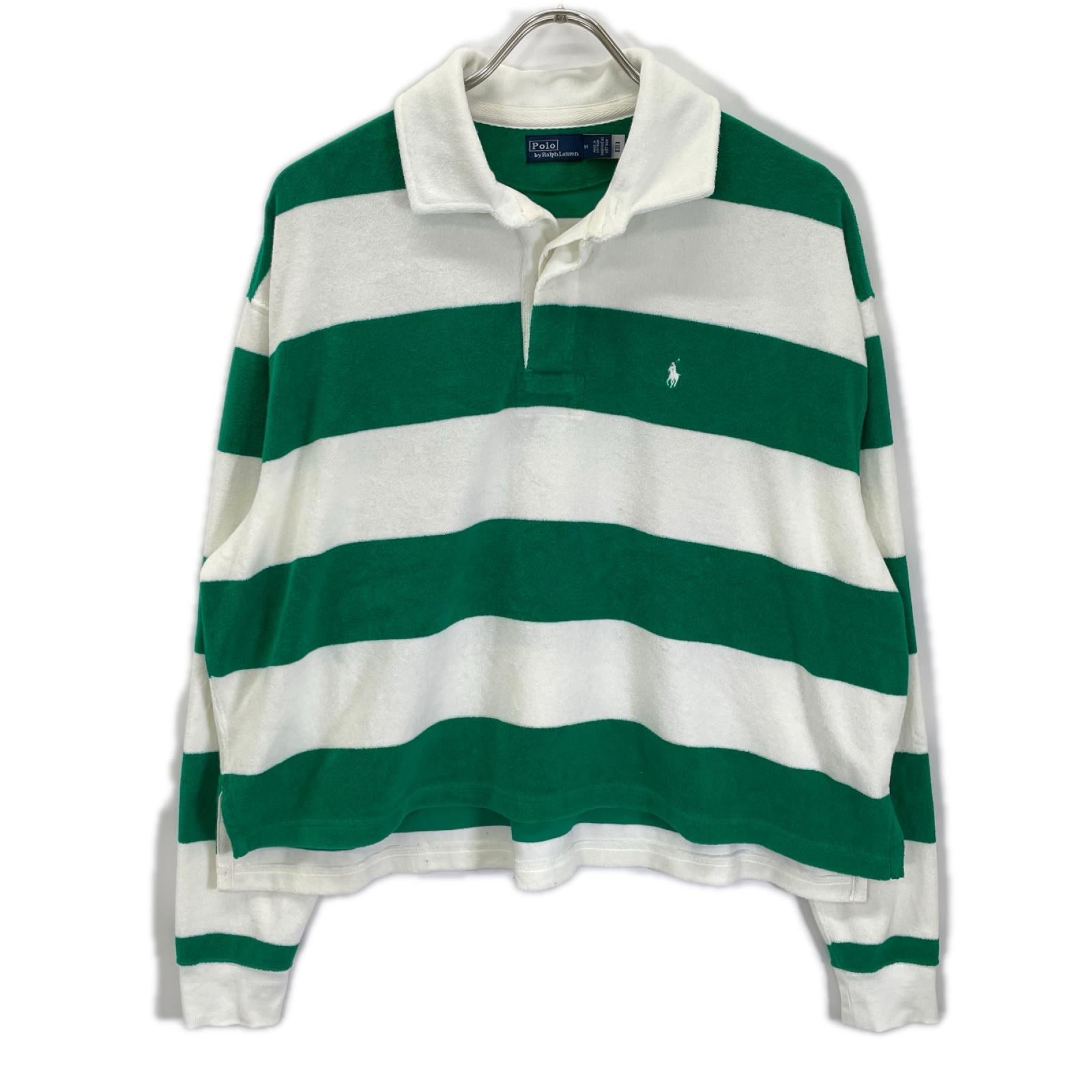 POLObyRalphLauren ポロラルフローレン グリーン×ホワイト パイル生地 ボーダートップスシャツ トップス