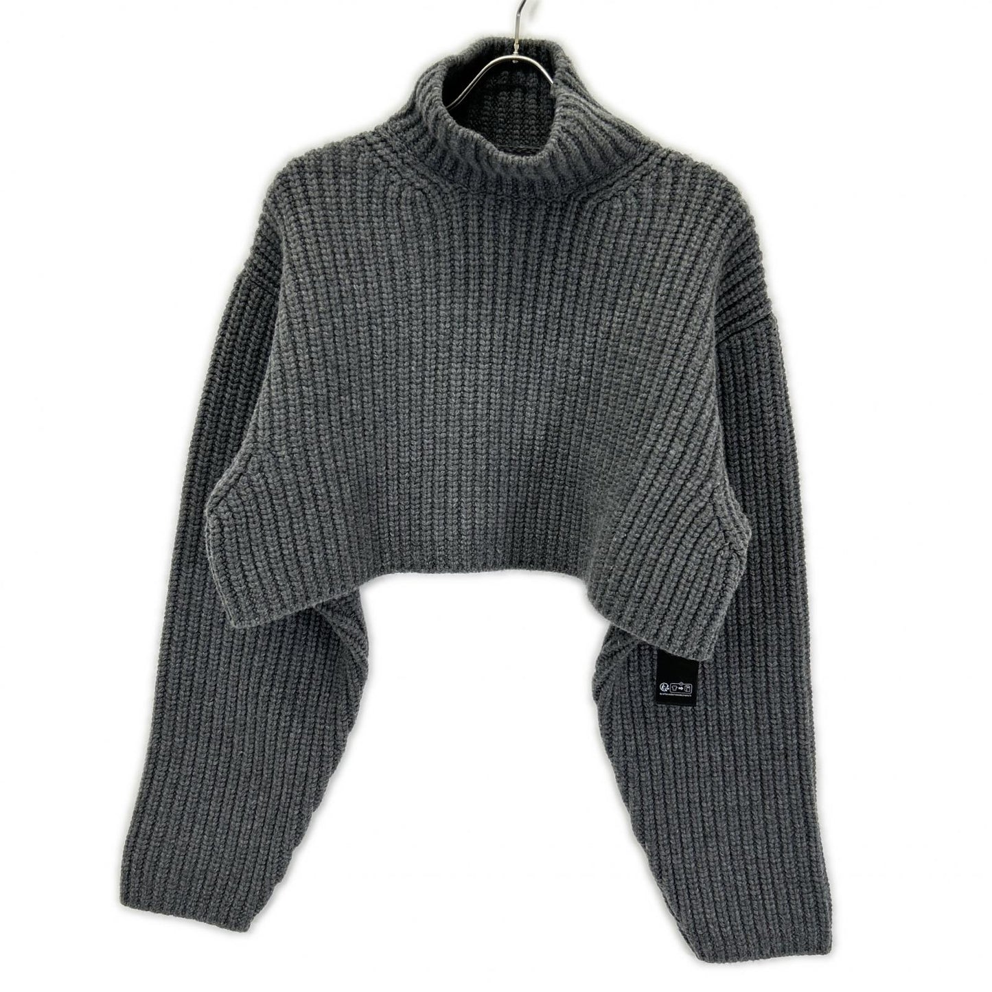 BALENCIAGA バレンシアガ 23年AW 771046 グレー ローゲージ クロップドウールニットセーター トップス