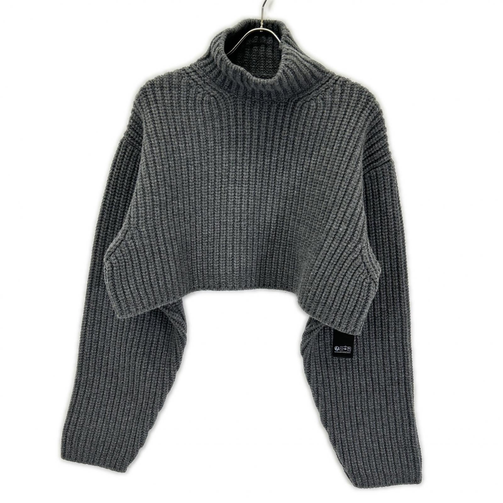 BALENCIAGA バレンシアガ 23年AW 771046 グレー ローゲージ クロップドウールニットセーター トップス