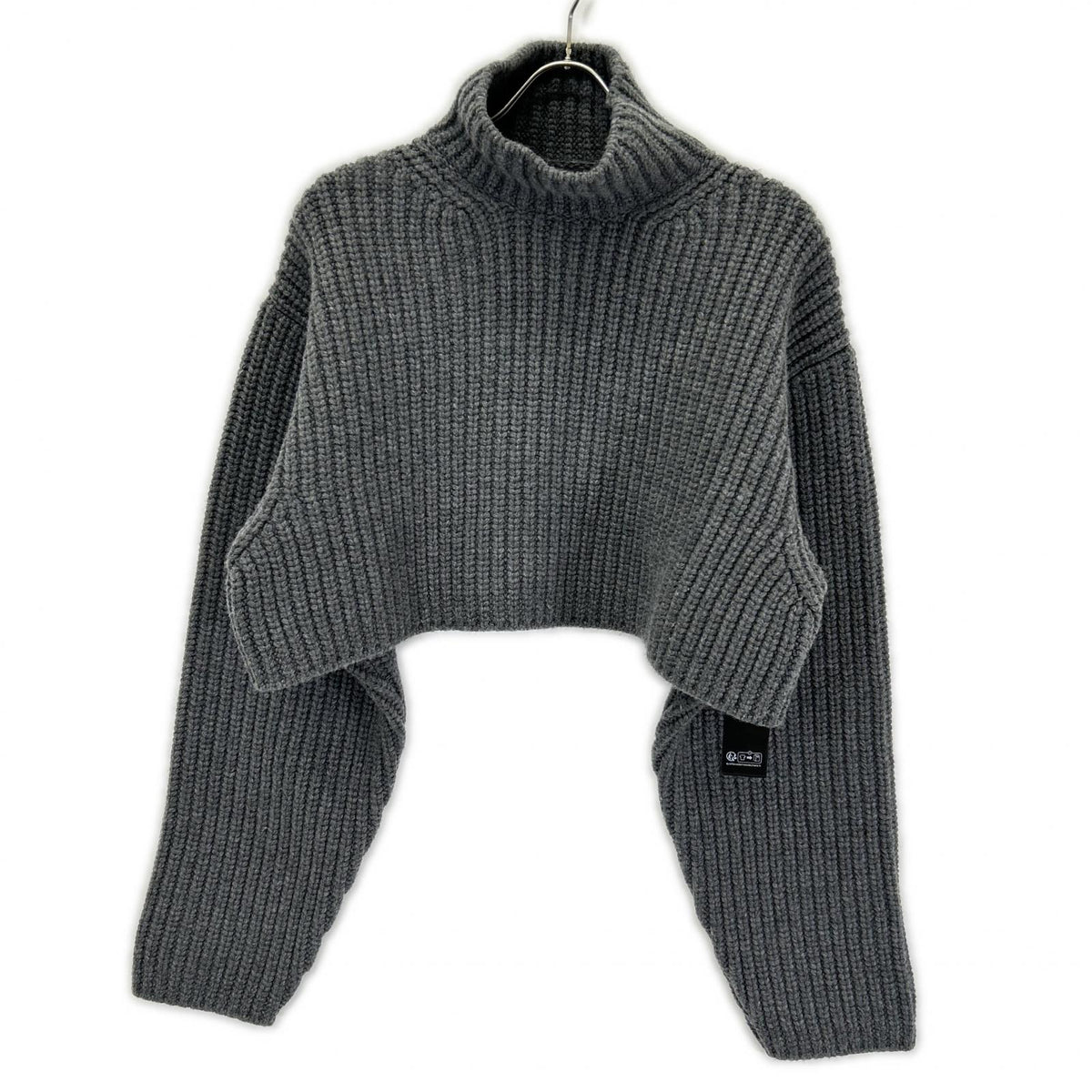 BALENCIAGA バレンシアガ 23年AW 771046 グレー ローゲージ クロップドウールニットセーター トップス