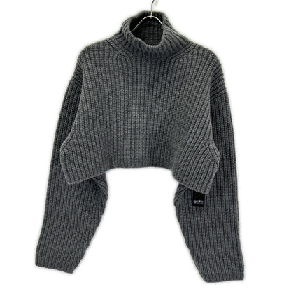 BALENCIAGA バレンシアガ 23年AW 771046 グレー ローゲージ クロップドウールニットセーター トップス