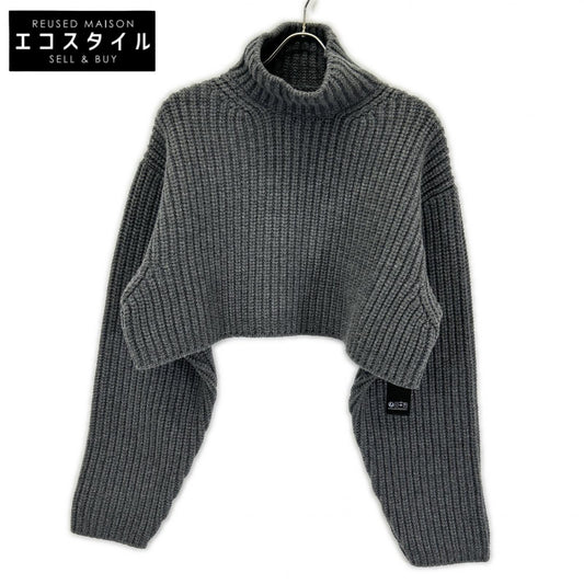 BALENCIAGA バレンシアガ 23年AW 771046 グレー ローゲージ クロップドウールニットセーター トップス