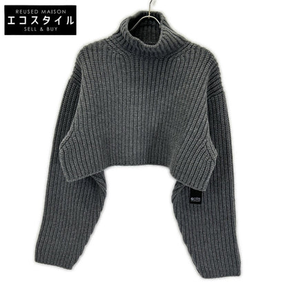 BALENCIAGA バレンシアガ 23年AW 771046 グレー ローゲージ クロップドウールニットセーター トップス