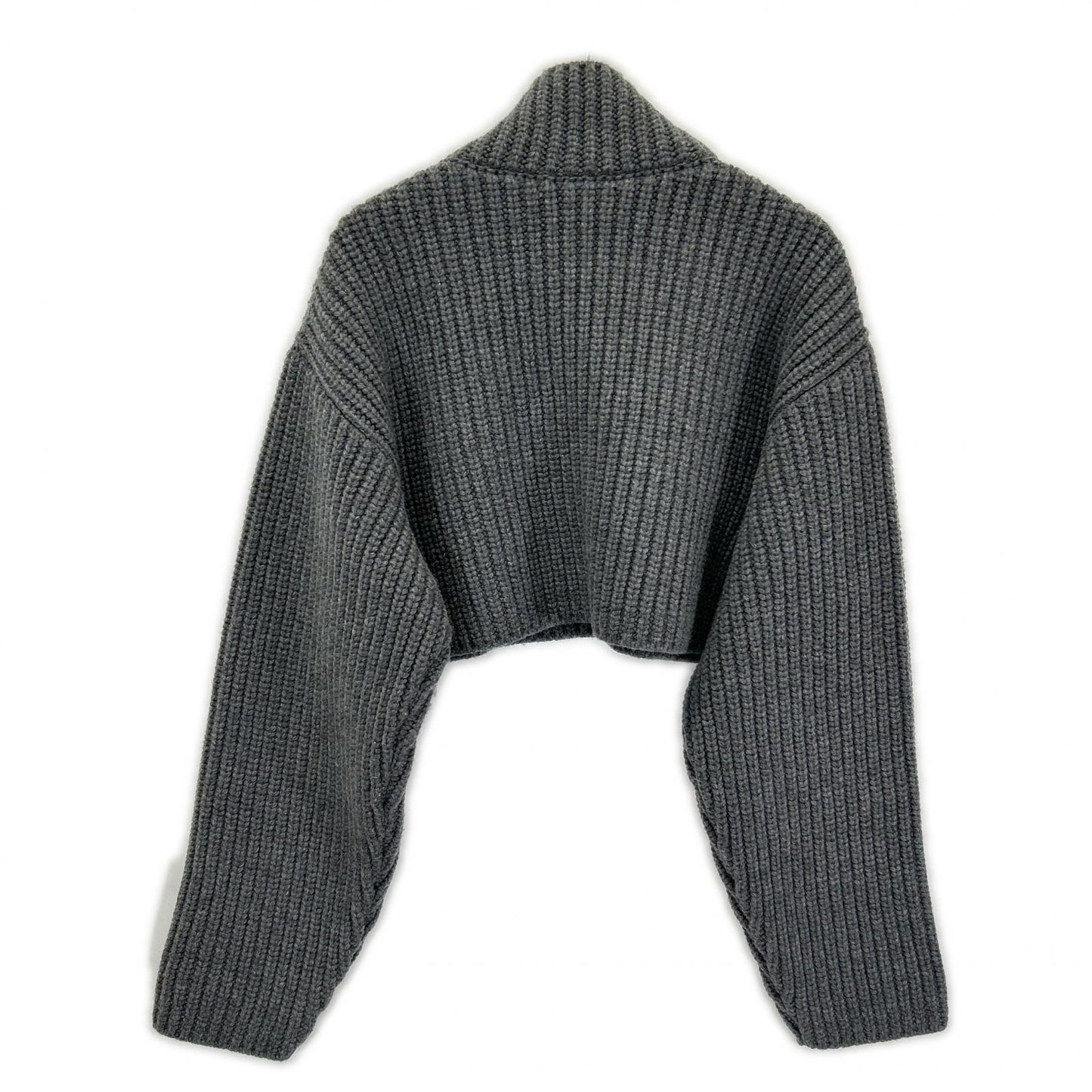 BALENCIAGA バレンシアガ 23年AW 771046 グレー ローゲージ クロップドウールニットセーター トップス