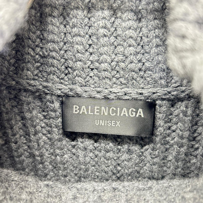 BALENCIAGA バレンシアガ 23年AW 771046 グレー ローゲージ クロップドウールニットセーター トップス