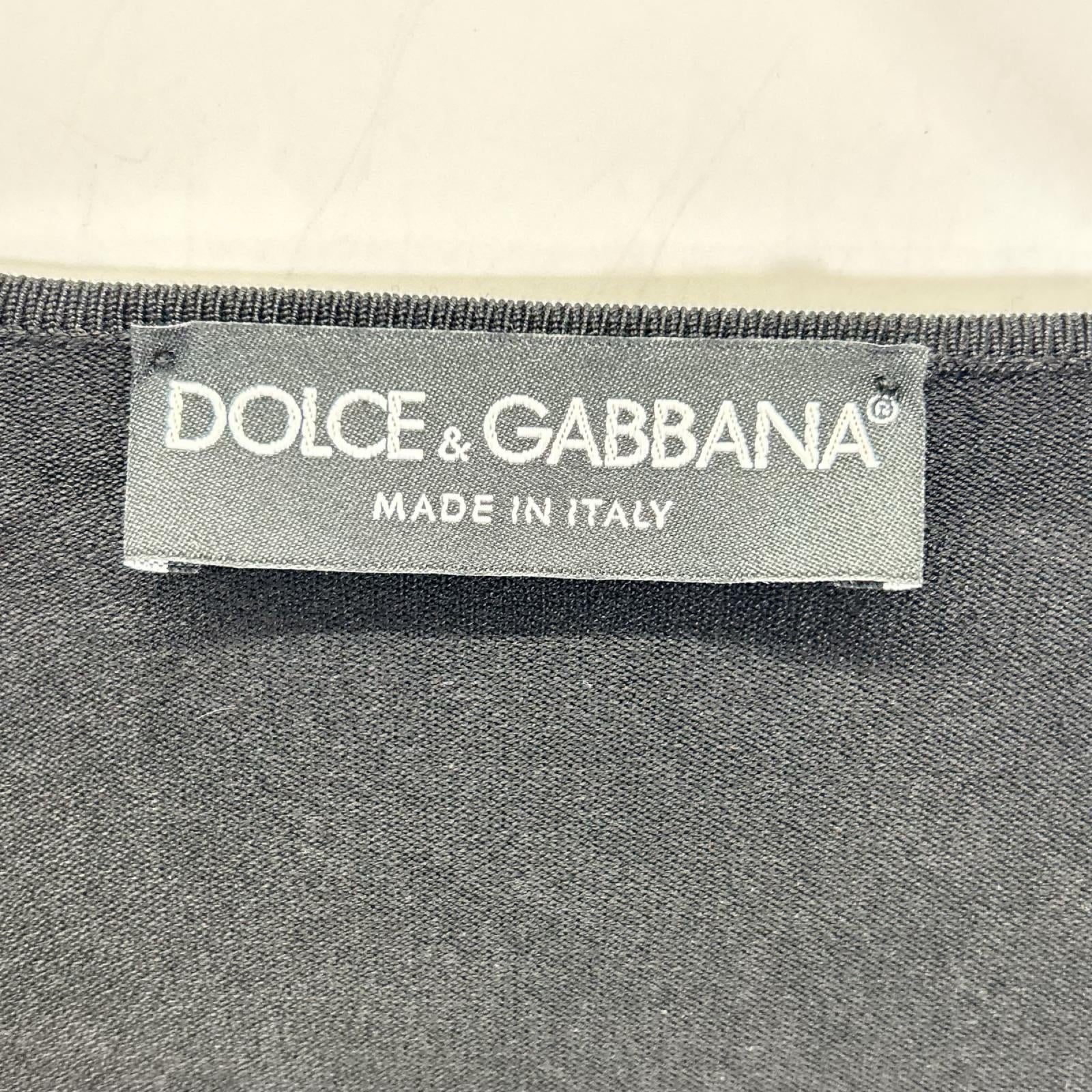 DOLCE&GABBANA ドルチェアンドガッバーナ ブラック レースアップスクープネック プルオーバー トップス