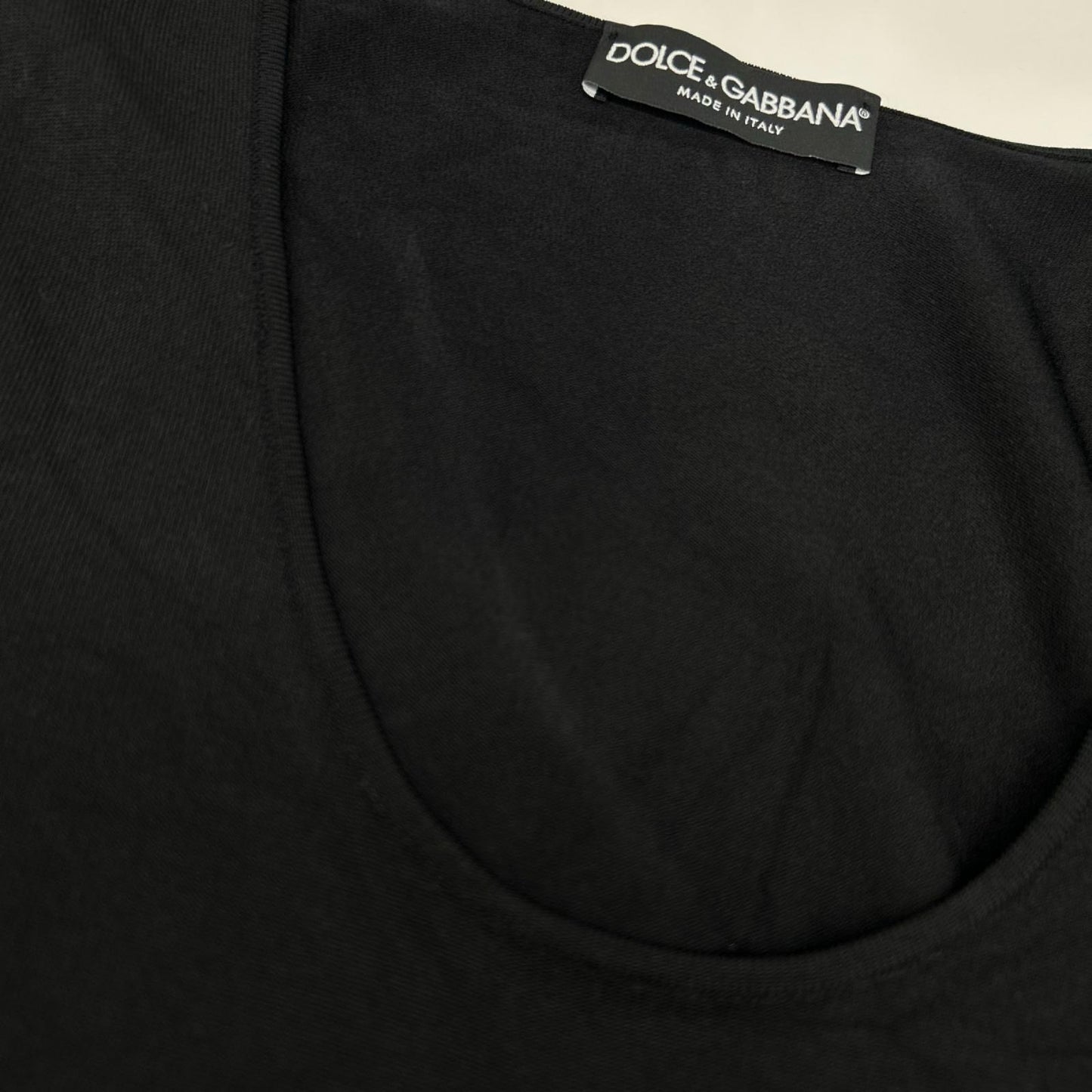 DOLCE&GABBANA ドルチェアンドガッバーナ ブラック レースアップスクープネック プルオーバー トップス