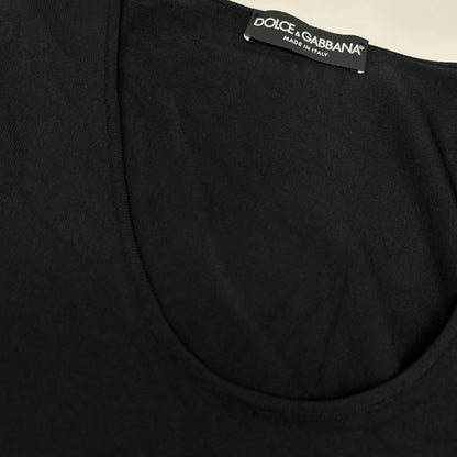DOLCE&GABBANA ドルチェアンドガッバーナ ブラック レースアップスクープネック プルオーバー トップス
