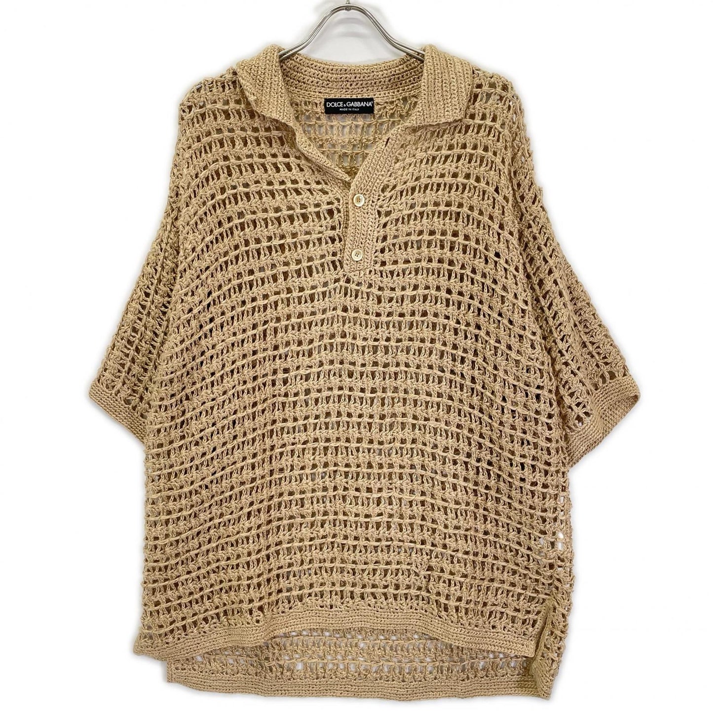 DOLCE&GABBANA ドルチェアンドガッバーナ GXO43T ベージュ パンチング加工リネンニットセーター トップス