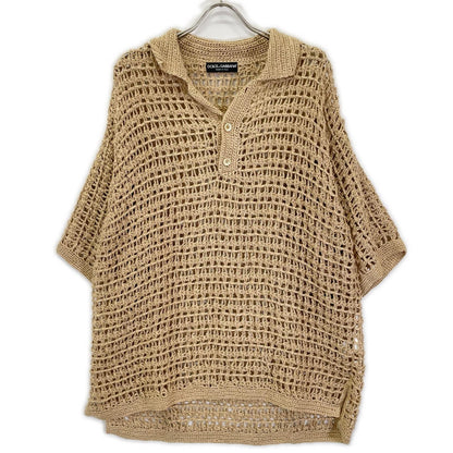 DOLCE&GABBANA ドルチェアンドガッバーナ GXO43T ベージュ パンチング加工リネンニットセーター トップス