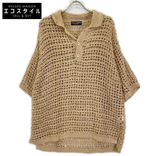 DOLCE&GABBANA ドルチェアンドガッバーナ GXO43T ベージュ パンチング加工リネンニットセーター トップス