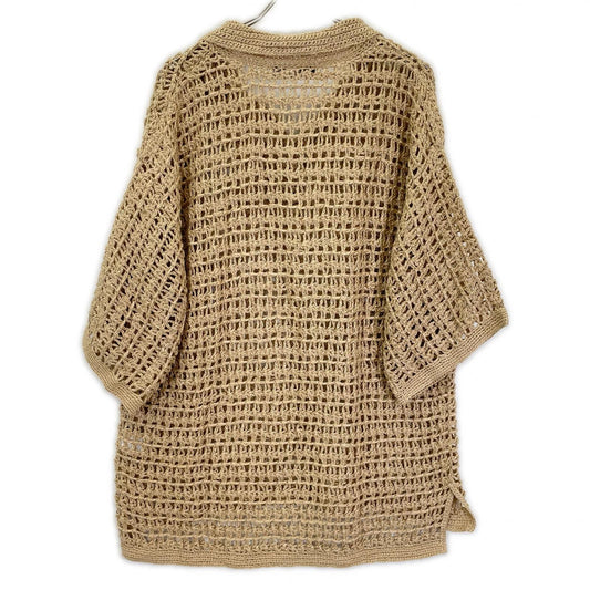 DOLCE&GABBANA ドルチェアンドガッバーナ GXO43T ベージュ パンチング加工リネンニットセーター トップス