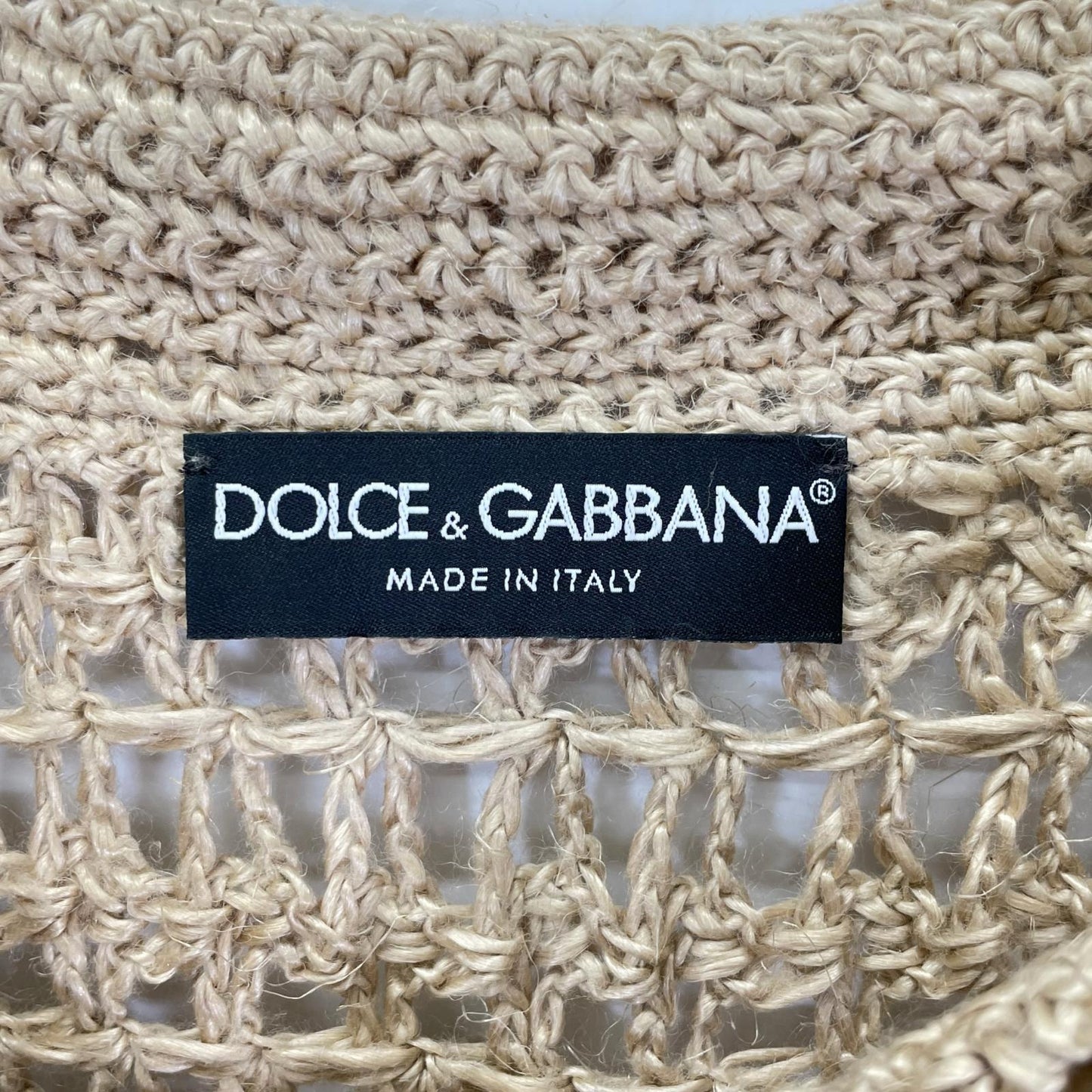 DOLCE&GABBANA ドルチェアンドガッバーナ GXO43T ベージュ パンチング加工リネンニットセーター トップス