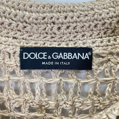 DOLCE&GABBANA ドルチェアンドガッバーナ GXO43T ベージュ パンチング加工リネンニットセーター トップス