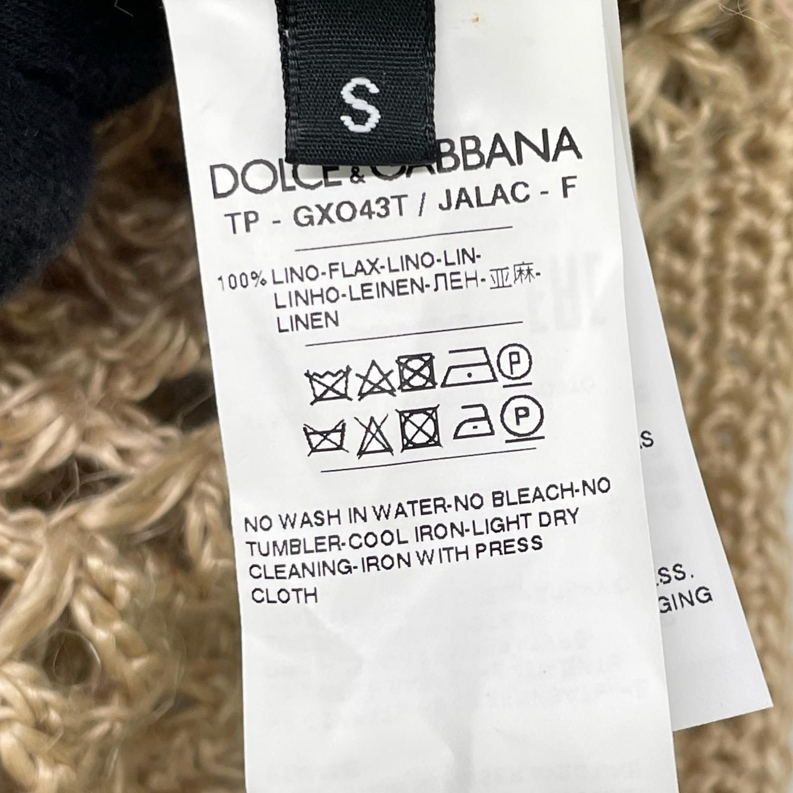 DOLCE&GABBANA ドルチェアンドガッバーナ GXO43T ベージュ パンチング加工リネンニットセーター トップス