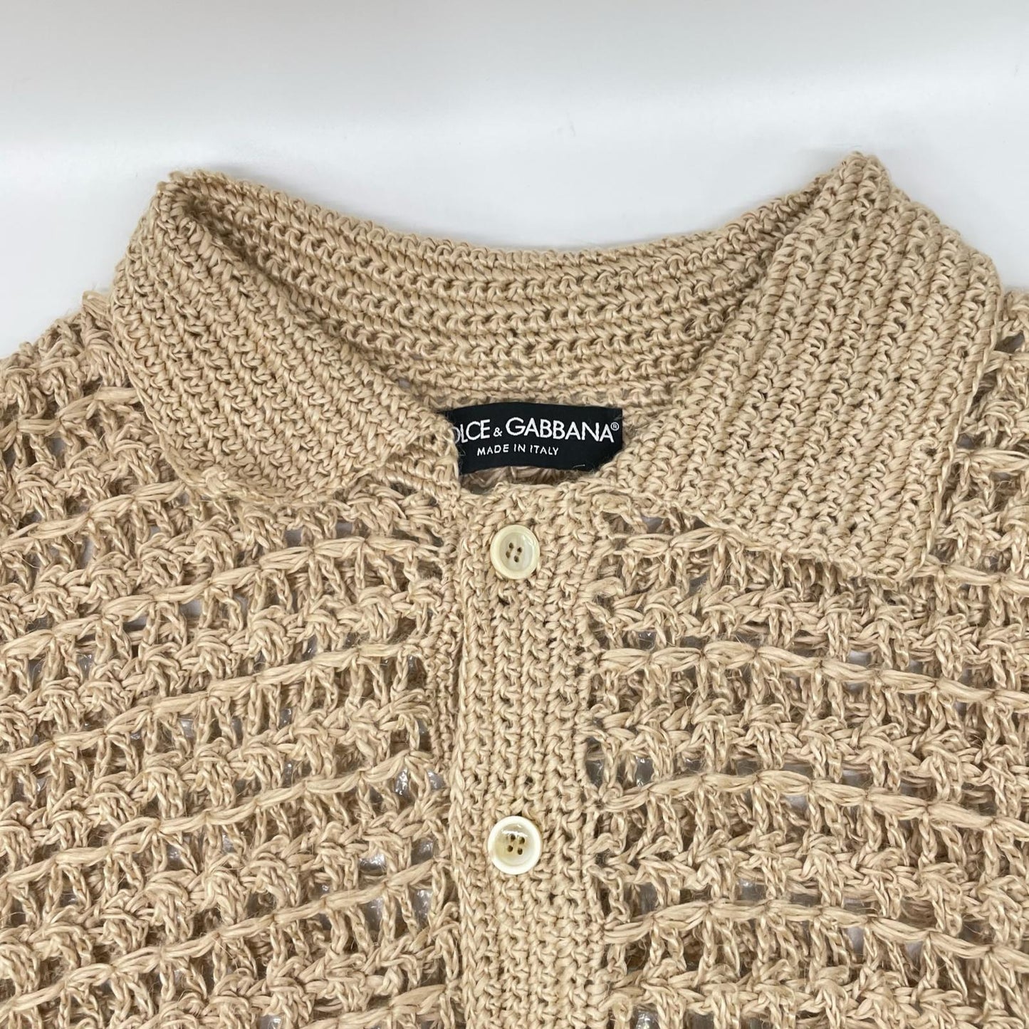 DOLCE&GABBANA ドルチェアンドガッバーナ GXO43T ベージュ パンチング加工リネンニットセーター トップス