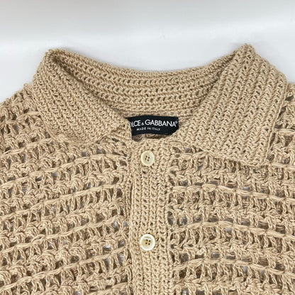 DOLCE&GABBANA ドルチェアンドガッバーナ GXO43T ベージュ パンチング加工リネンニットセーター トップス